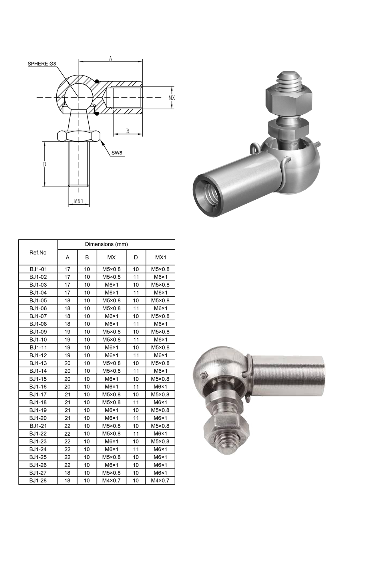 Gas Strut Ball Joint GastacLocking Gas Springs, Stainless steel Gas