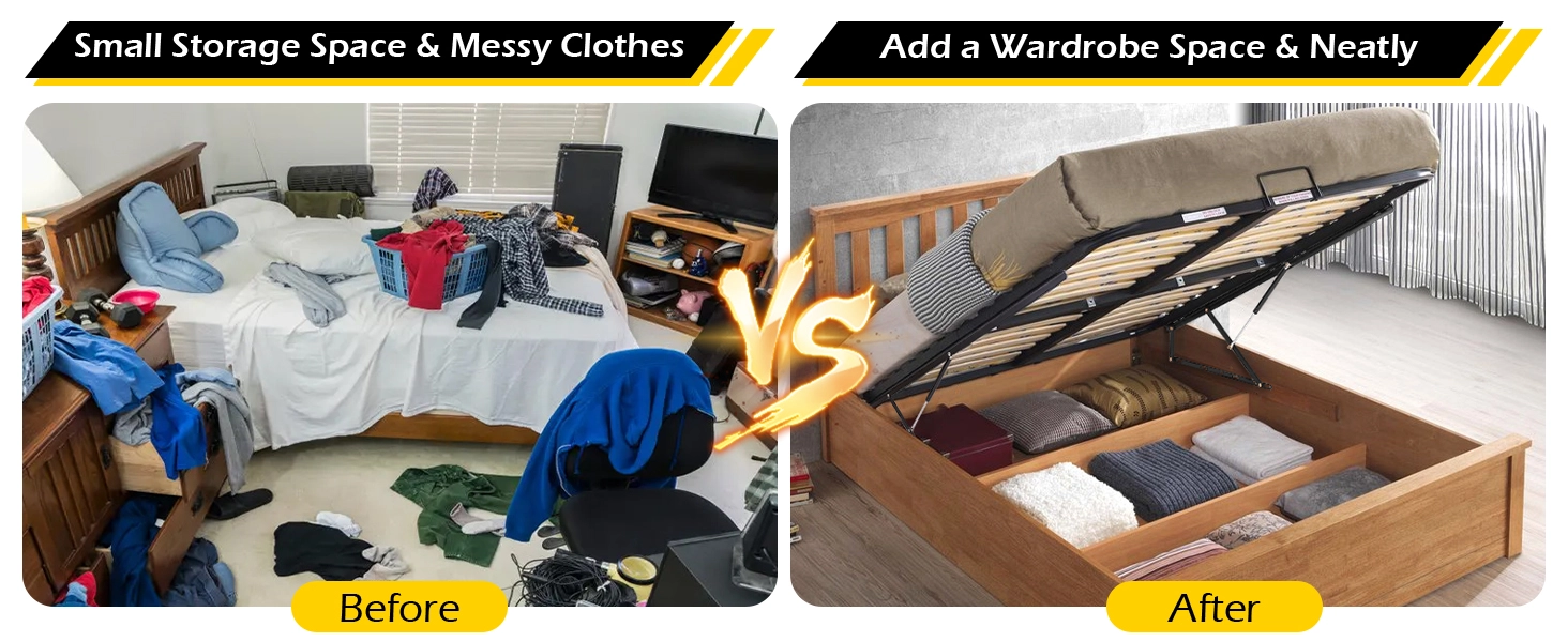 Differences before and after using bed gas struts Differences before and after using bed gas struts