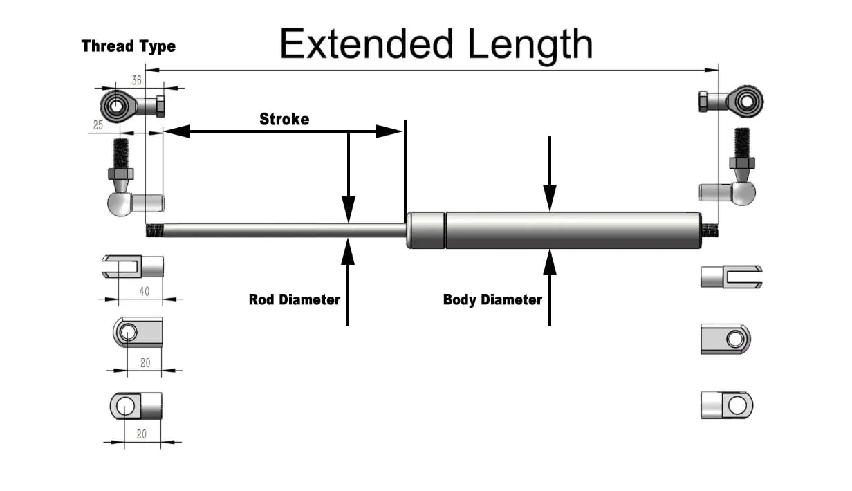 Stainless Steel Gas Springs 3