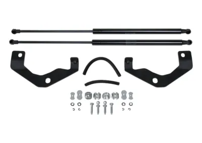 Complete component kit for bonnet struts hilux including gas dampers, mounting brackets, and installation bolts.