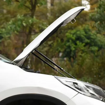 A pair of black replacement G37 hood struts.