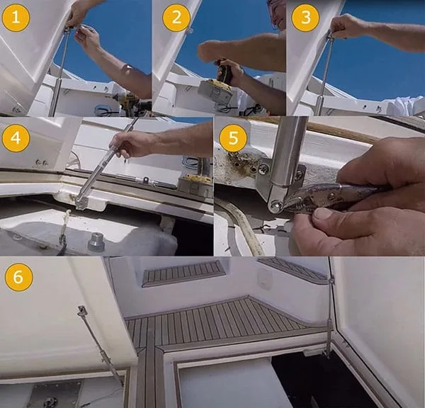 install boat hatch gas struts 1