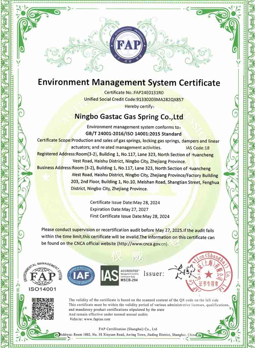 Gastac ISO14001 2015 Cert