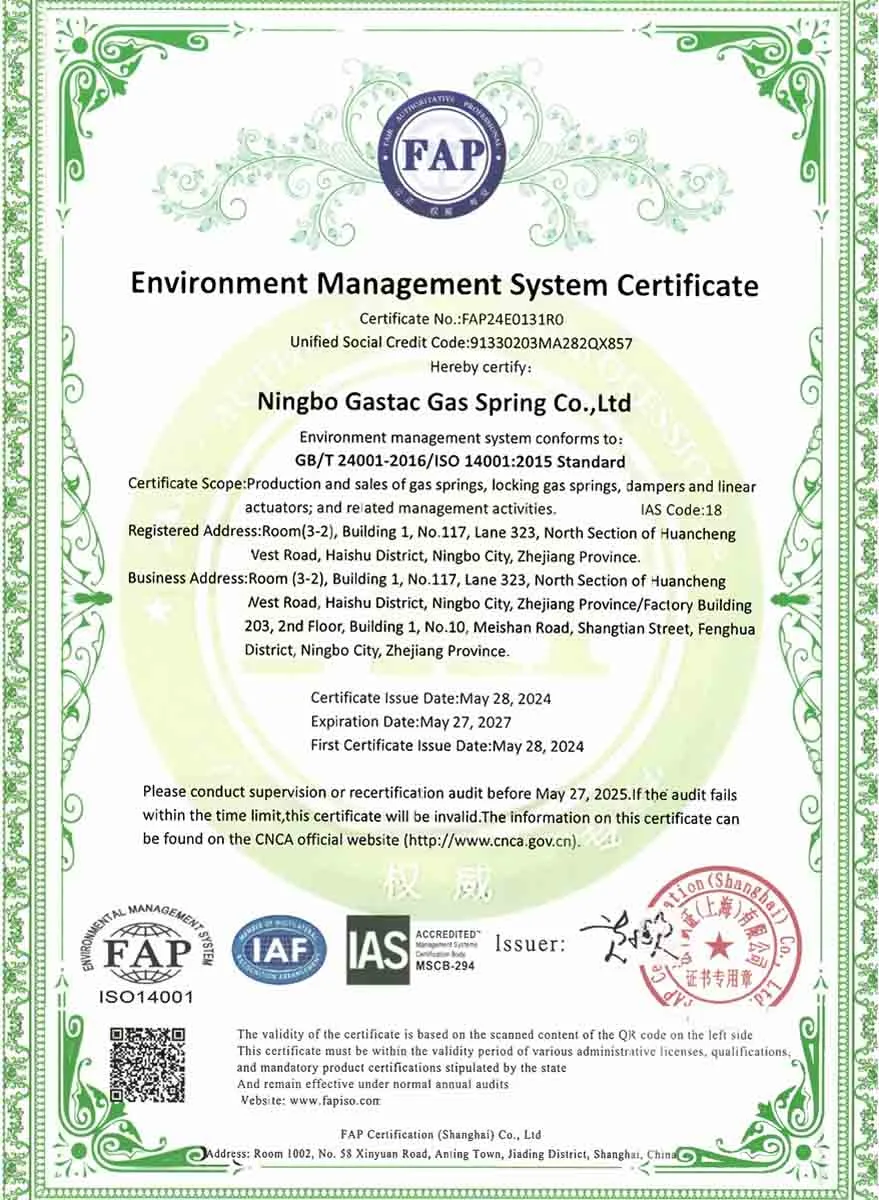 Gastac ISO14001 2015 Cert
