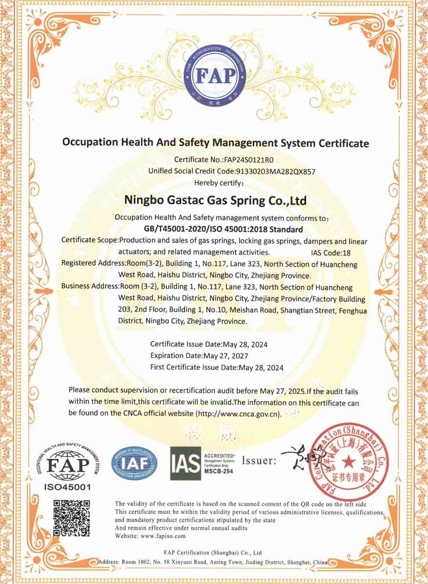 Gastac ISO45001 2018 Cert
