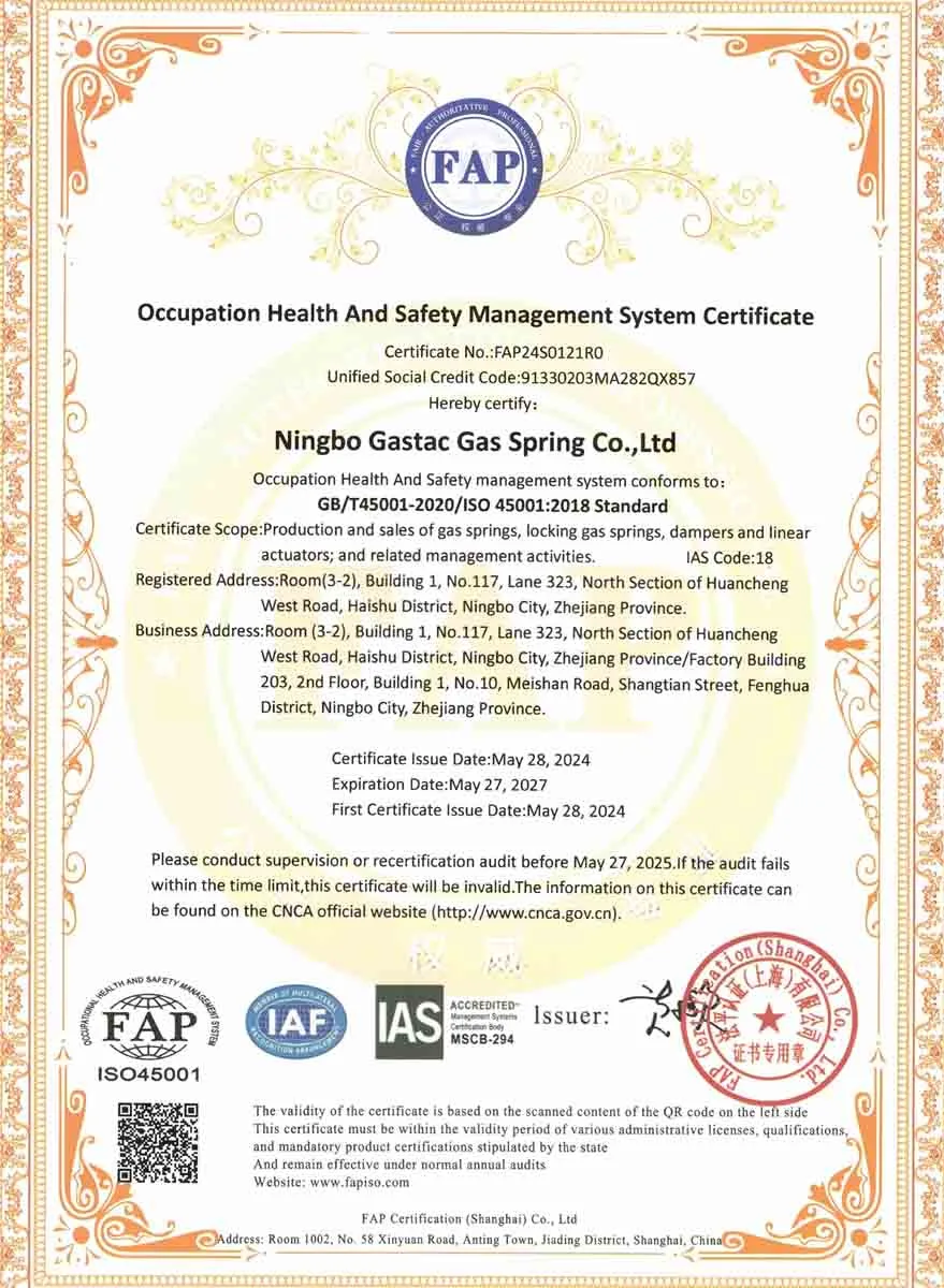 Gastac ISO45001 2018 Cert