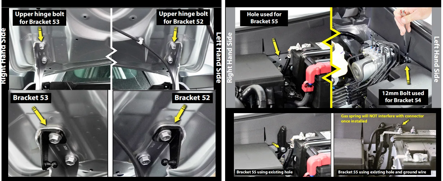 installation hood strut