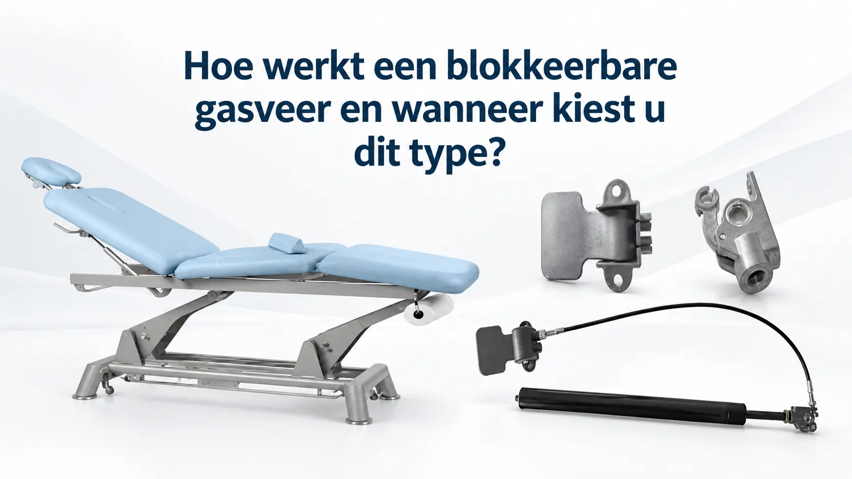 Blokkeerbare gasveer cover met medische behandeltafel en kabelbediende vergrendeling