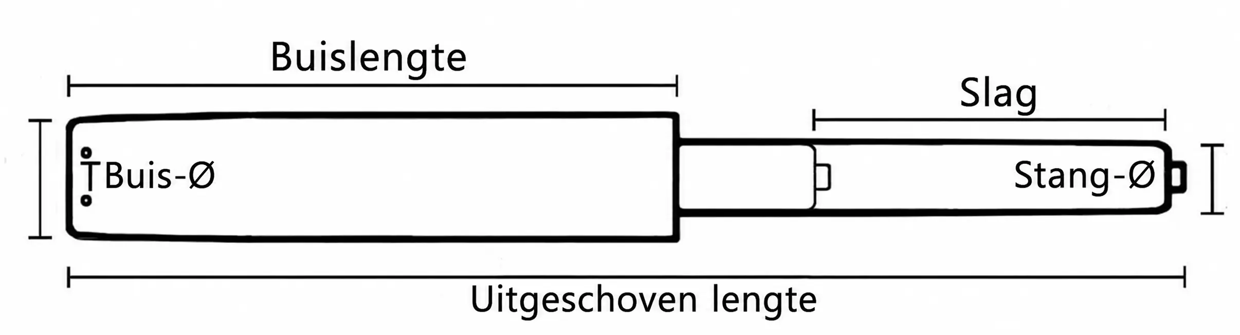 bureaustoel-gasveer-afmetingen-meten Bureaustoel gasveer afmetingen meten zoals buislengte, slag en diameter