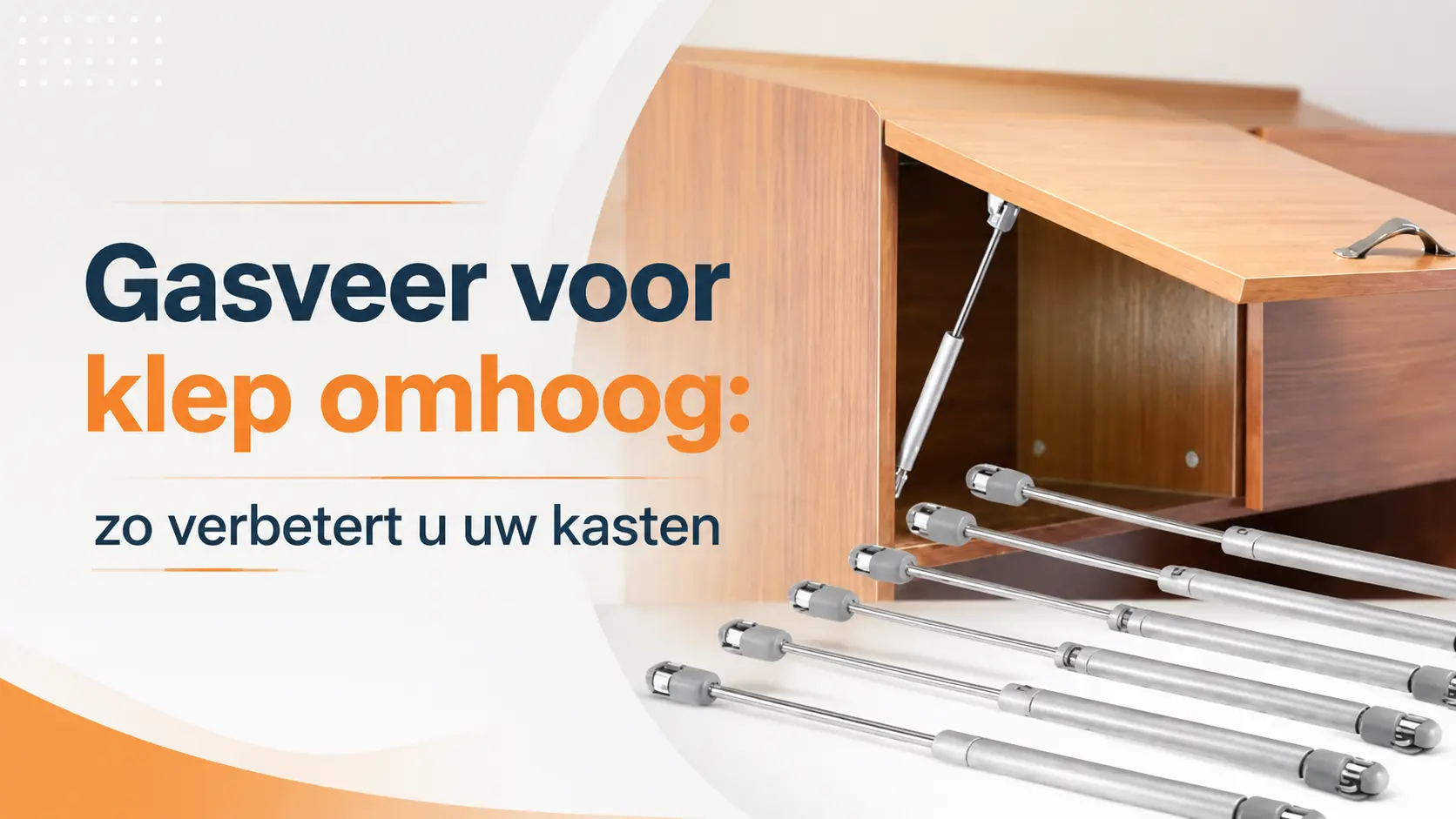 Gasveer voor klep omhoog voor een soepel openende keukenkast met gasveer ondersteuning