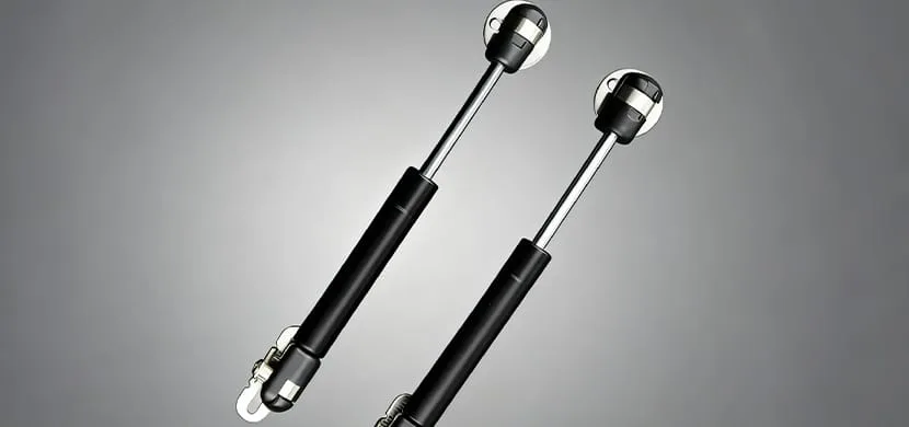 mini-gasveer-met-kogelkop Mini gasveer met zwarte cilinder, metalen zuigerstang en kogelkopbevestiging