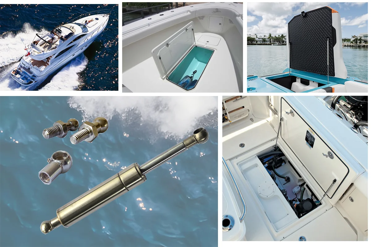 verin-gaz-inox-pour-trappes-et-coffres-marins verin gaz inox avec embouts de fixation pour trappes et coffres de bateau