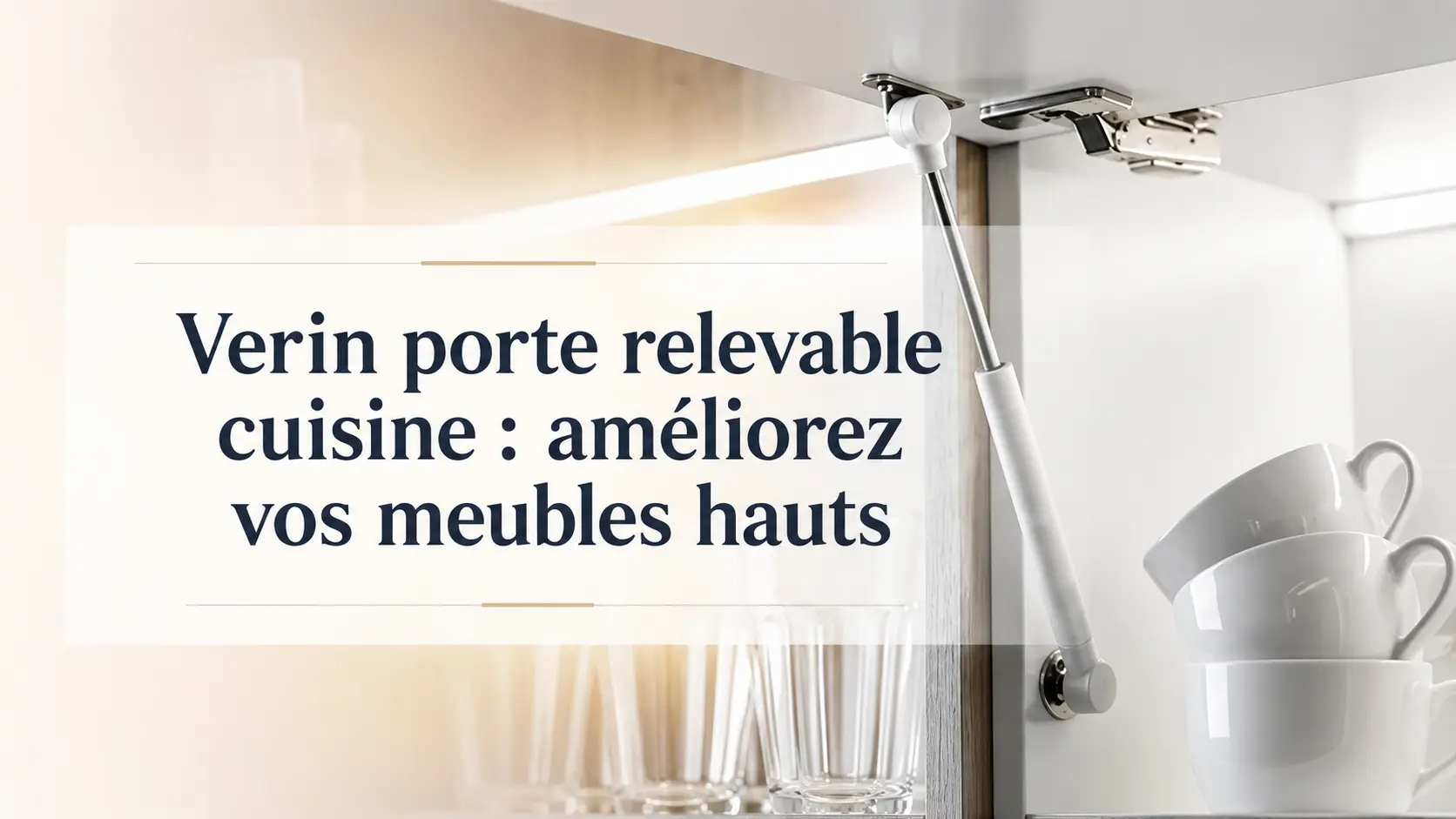 Vérin porte relevable cuisine installé dans un meuble haut de cuisine